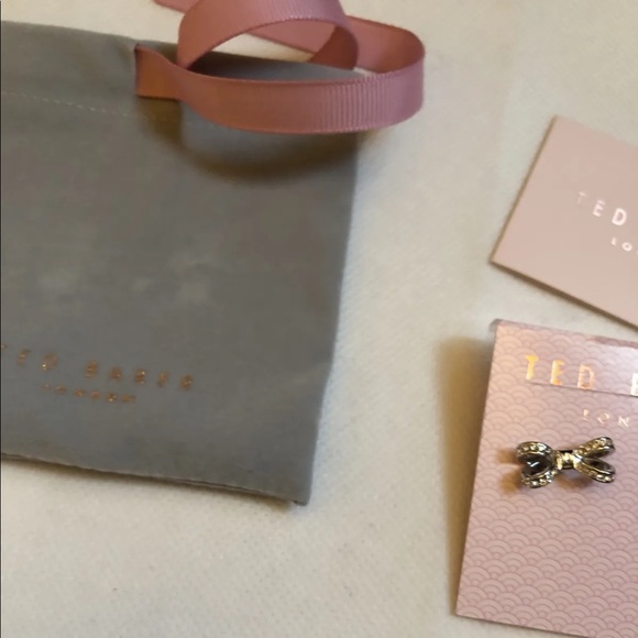 Ted Baker Olitta Silver Tone Mini Opulent Bow Stud Earrings Crystal Accents NWT - Picture 7 of 10